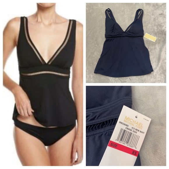 New! Michael Kors tankini top new navy solid nwt 21841 - Picture 1 of 9